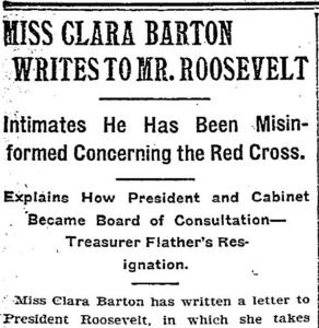 Clara Barton Writes to Mr. Roosevelt