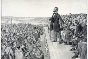 Lincoln giving the Gettysburg Address