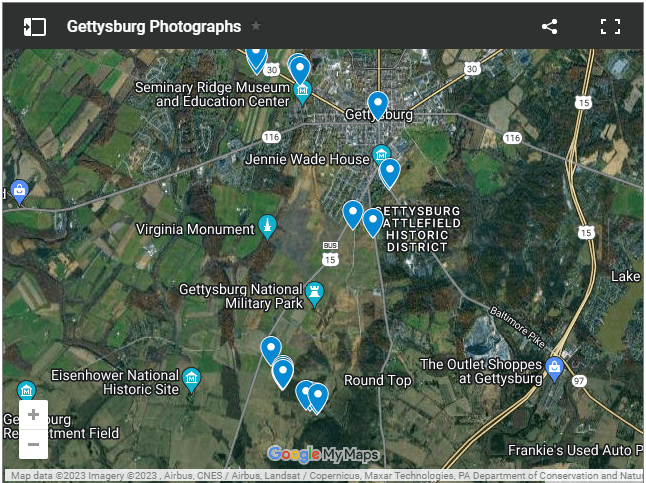 Google Map of Gettysburg Photographs