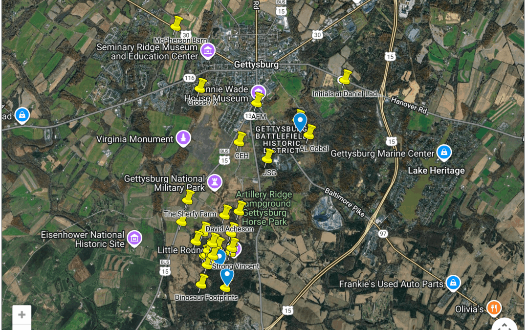 Gettysburg Rock Carvings Map